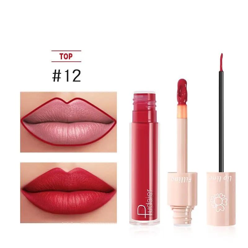 PUDAIER Double Liquid Lipstick Filling Lip Line Color #12