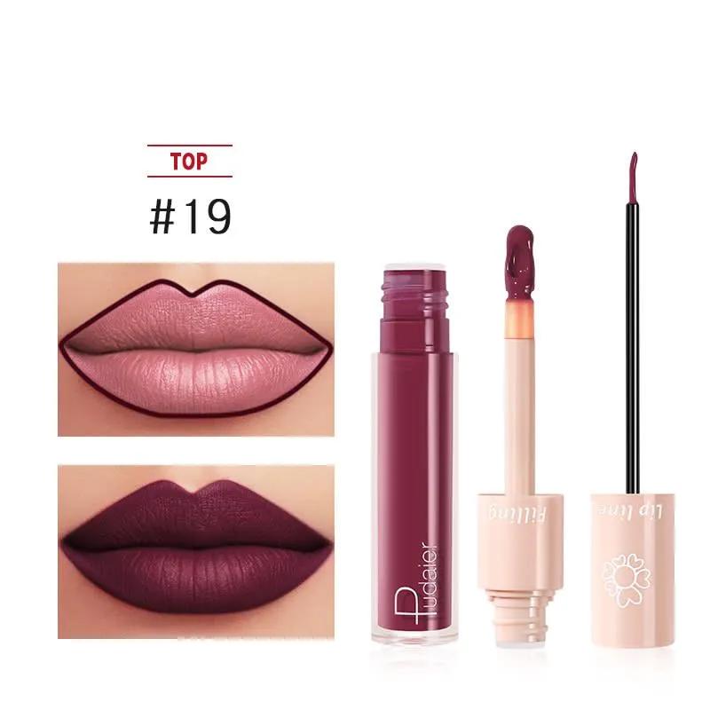 PUDAIER Double Liquid Lipstick Filling Lip Line Color #19