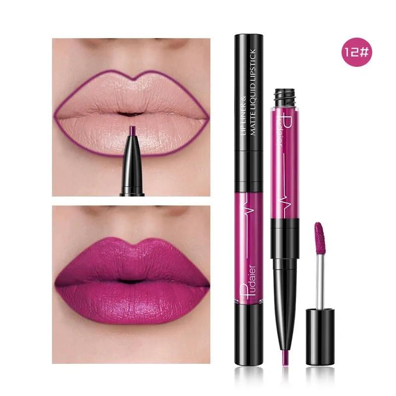 PUDAIER Lip Liner & Matte Liquid Lipstick 2N1 Color #12 Violet