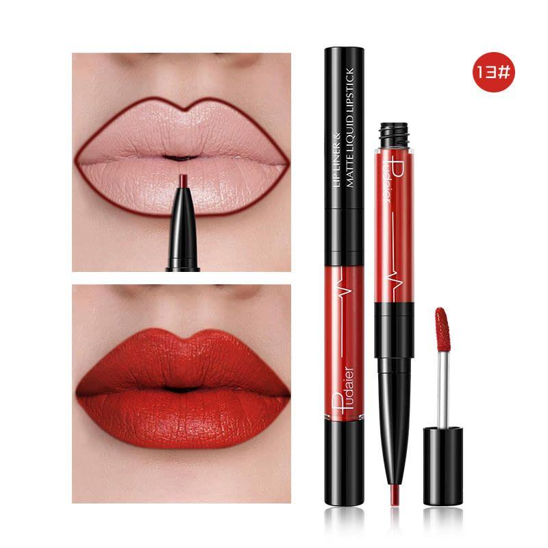 PUDAIER Lip Liner & Matte Liquid Lipstick 2N1 Color #13 Warm Orange