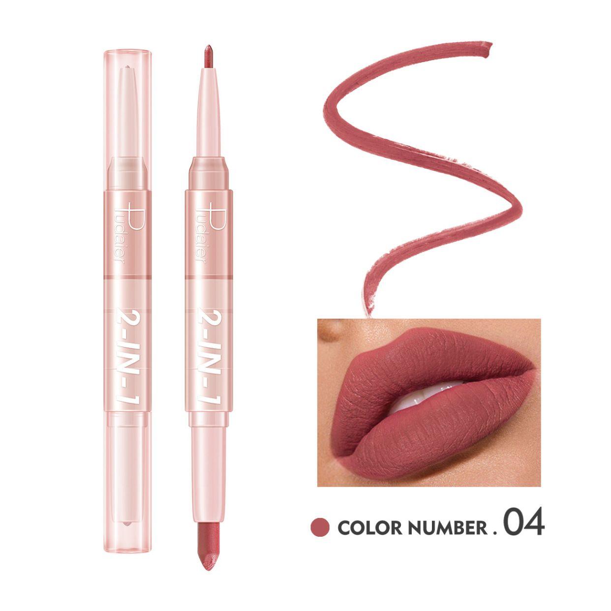 PUDAIER Lip Liner & Lipstick 2N1 Creamy Matte Color #04 - 3.5g