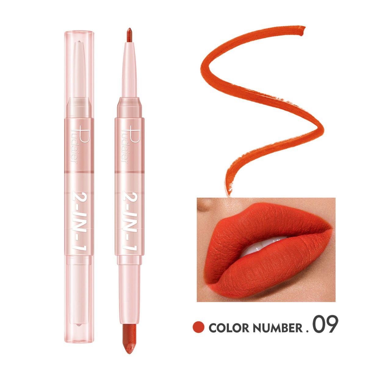PUDAIER Lip Liner & Lipstick 2N1 Creamy Matte Color #09 - 3.5g