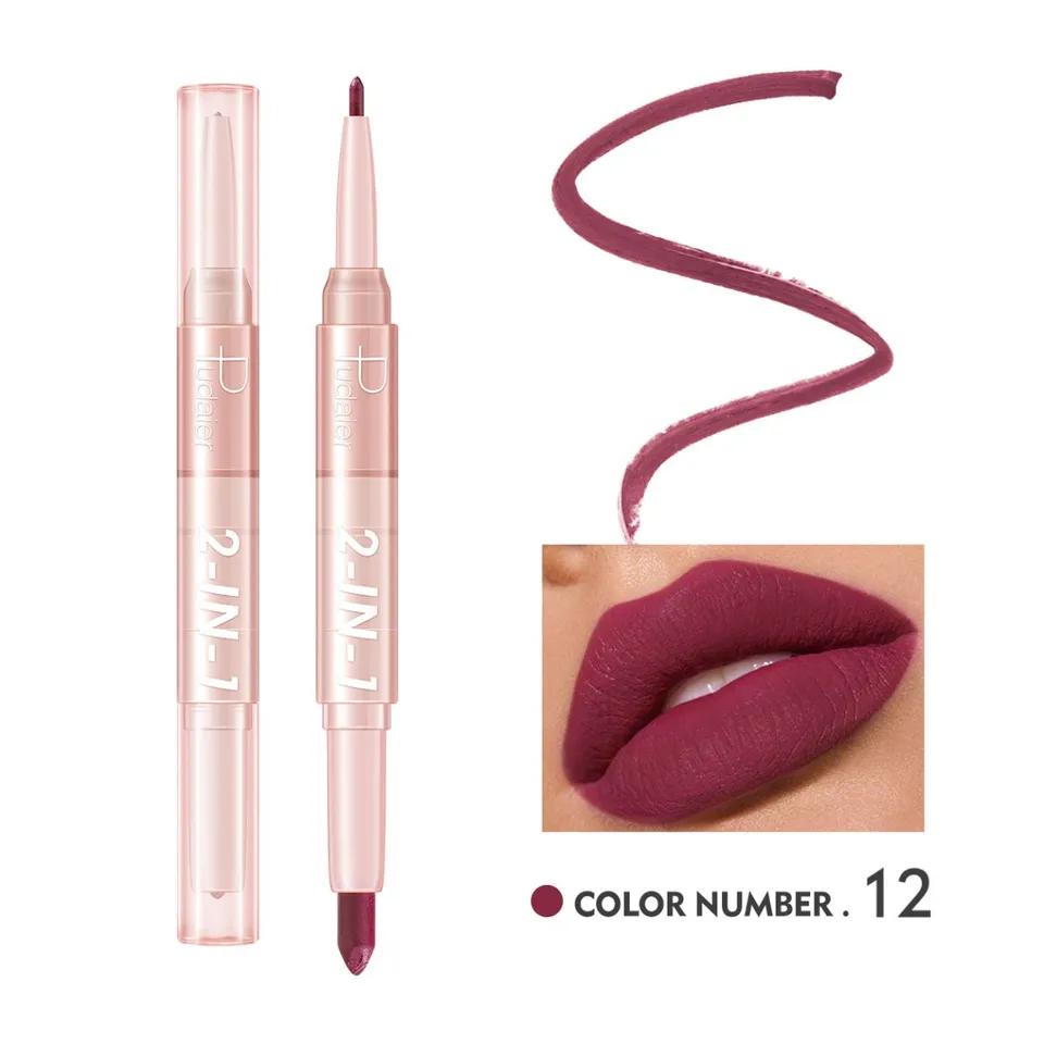 PUDAIER Lip Liner & Lipstick 2N1 Creamy Matte Color #12 - 3.5g