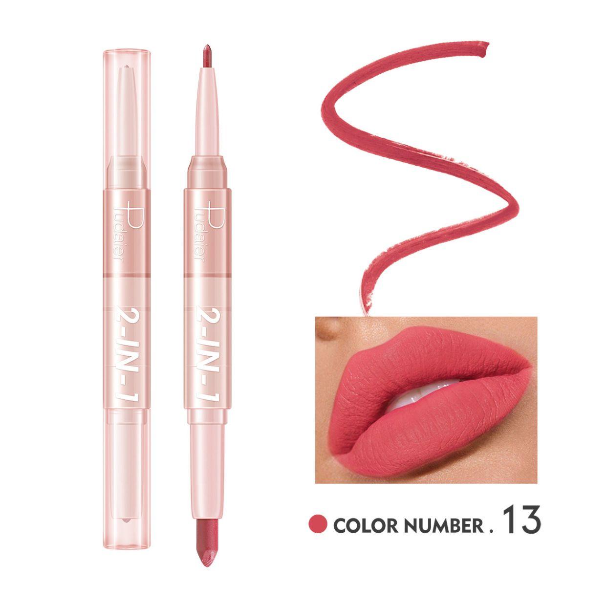 PUDAIER Lip Liner & Lipstick 2N1 Creamy Matte Color #13 - 3.5g