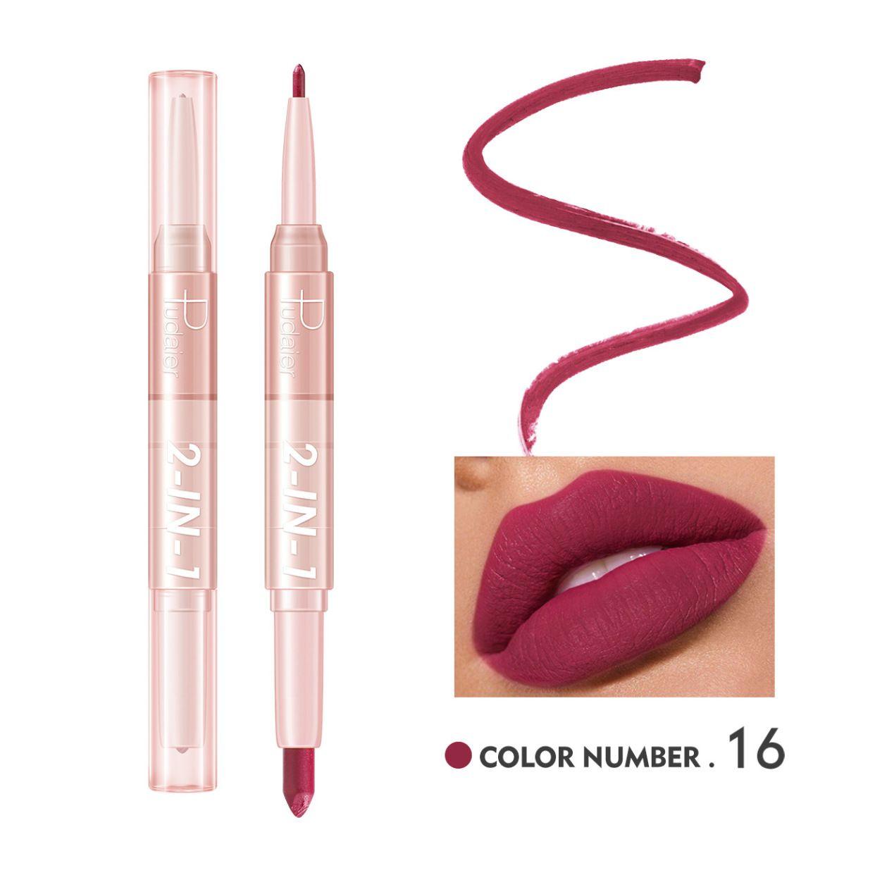PUDAIER Lip Liner & Lipstick 2N1 Creamy Matte Color #16 - 3.5g