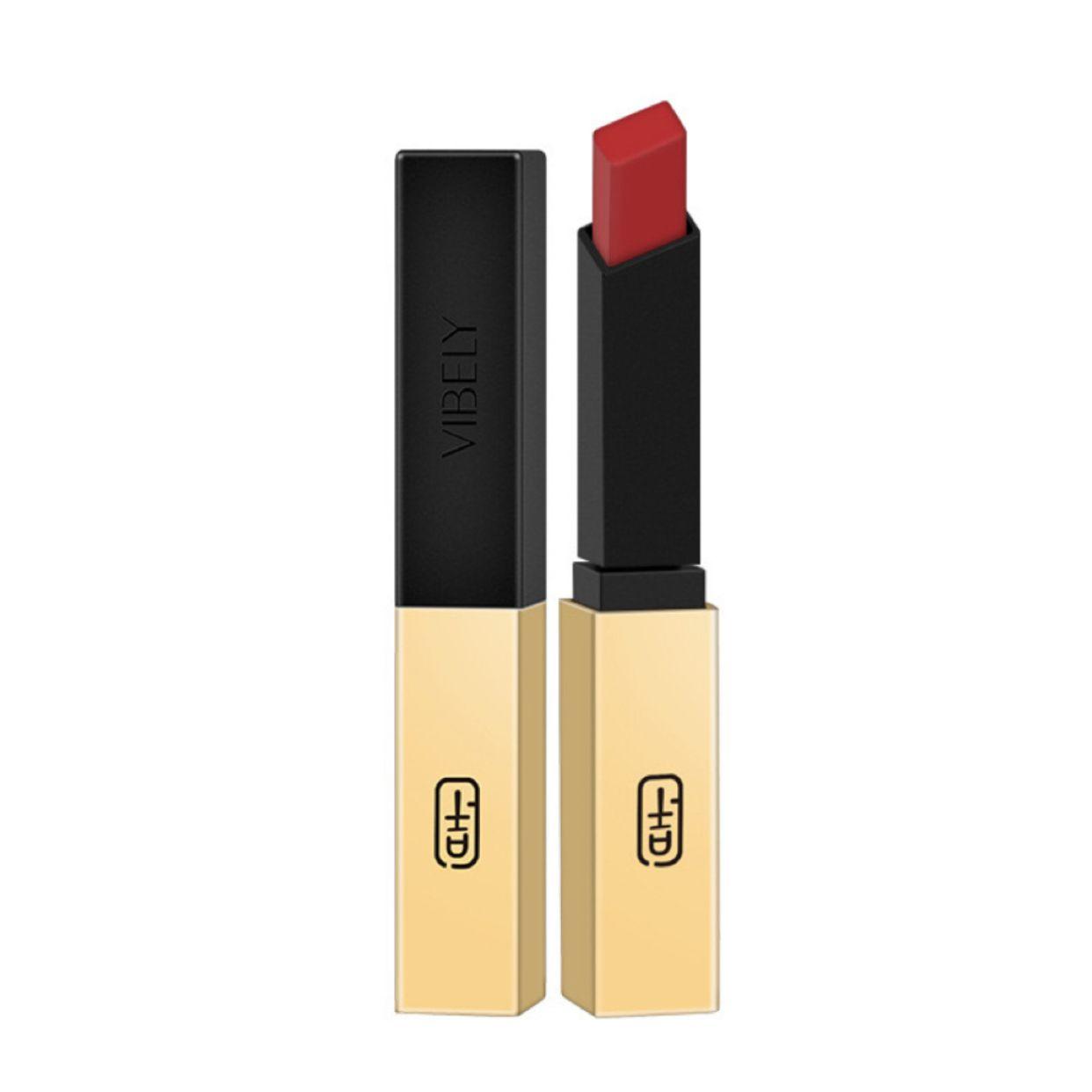 VIBELY Rouge à lèvres mat en tube fin à bande dorée #02 - 3g