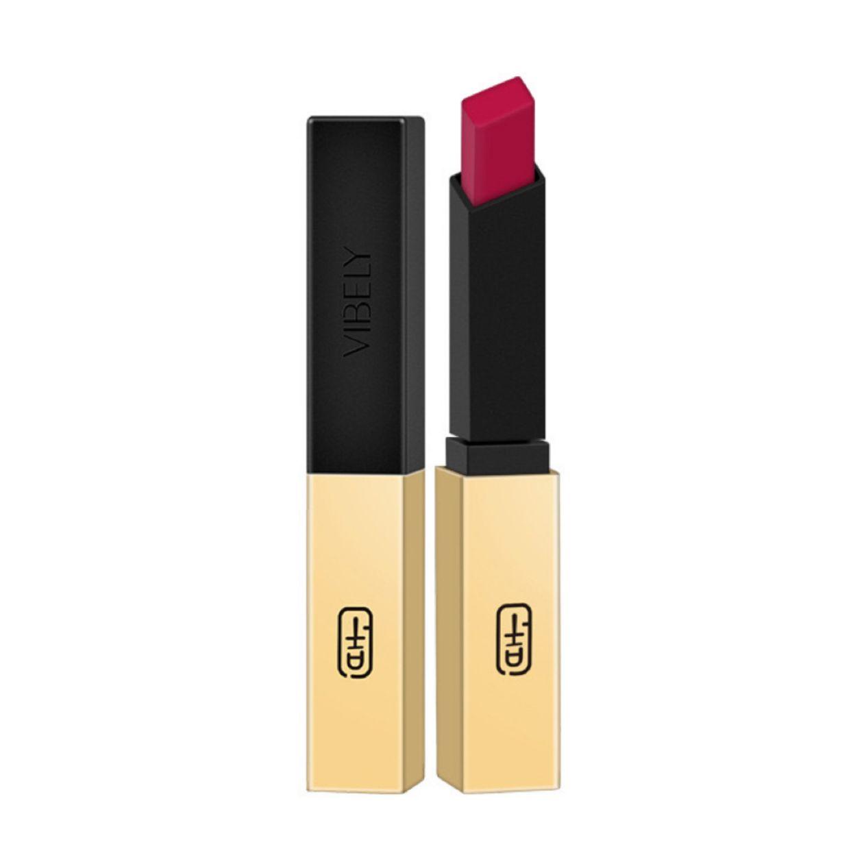 VIBELY Rouge à lèvres mat en tube fin à bande dorée #08 - 3g