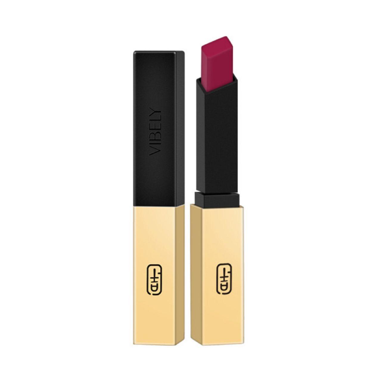 VIBELY Rouge à lèvres mat en tube fin à bande dorée #12 - 3g