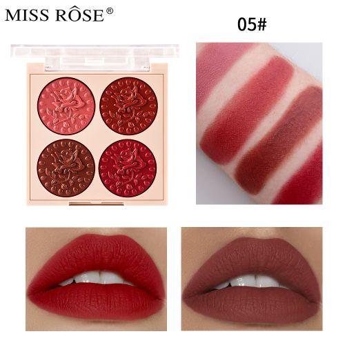 Miss Rose Lipstick Cream Palette 4 Colors Matte #05 - Lipstick Pack 12g