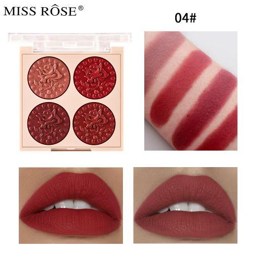 Miss Rose Lipstick Cream Palette 4 Colors Matte #04 - Lipstick Pack 12g