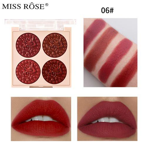 Miss Rose Lipstick Cream Palette 4 Colors Matte #06 - Lipstick Pack 12g
