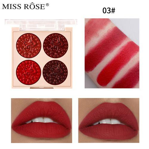 Miss Rose Lipstick Cream Palette 4 Colors Matte #03 - Lipstick Pack 12g