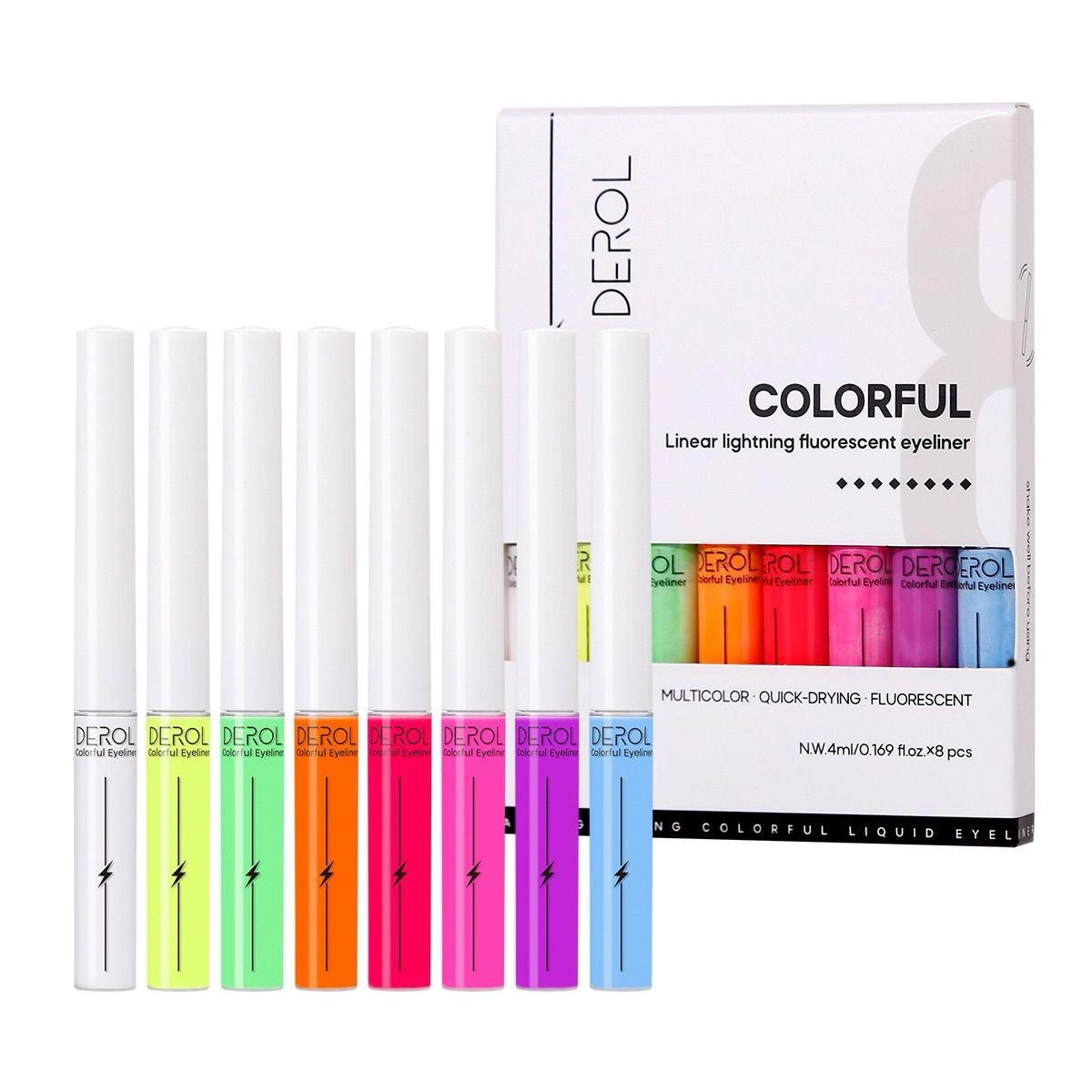 DEROL Colorful Linear Lightning Fluorescent Eyeliner - 4ml x 8 pcs
