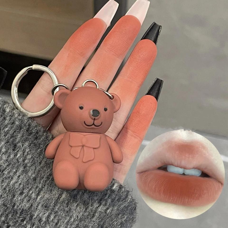 Teddy Bear Lip Mud Lipstick Matte Liquid #01 White Peach