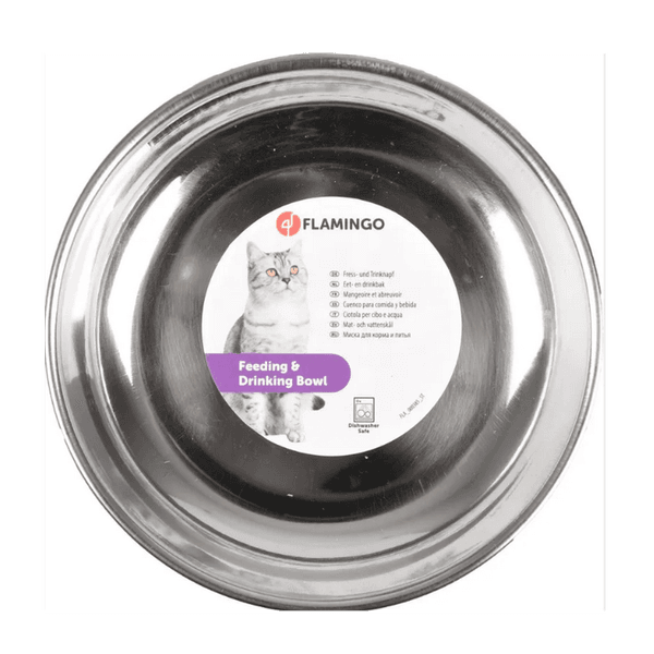 FLAMINGO GAMELLE POUR LA NOURRITURE ET L'EAU CAESER ROND ARGENT (11509)