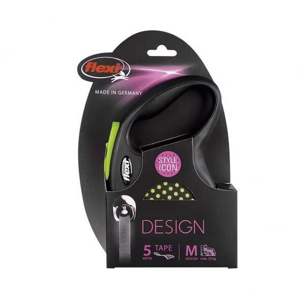 FLEXI LAISSE DESIGN M SANGLE VERT 5M (32930)