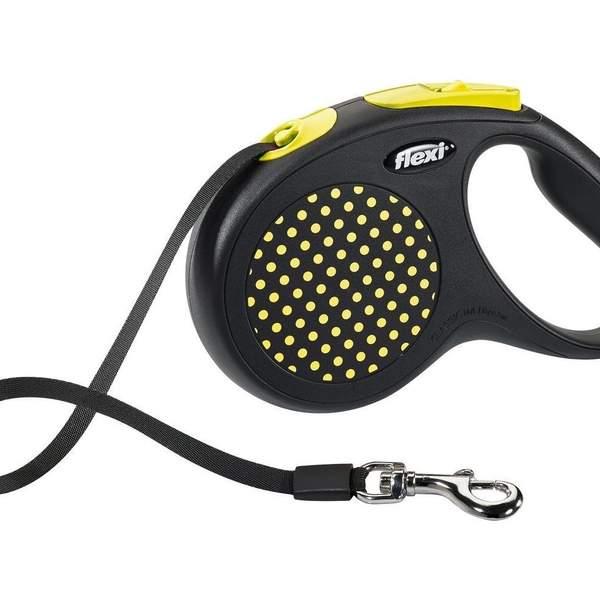 FLEXI LAISSE DESIGN M SANGLE JAUNE 5M (32916)