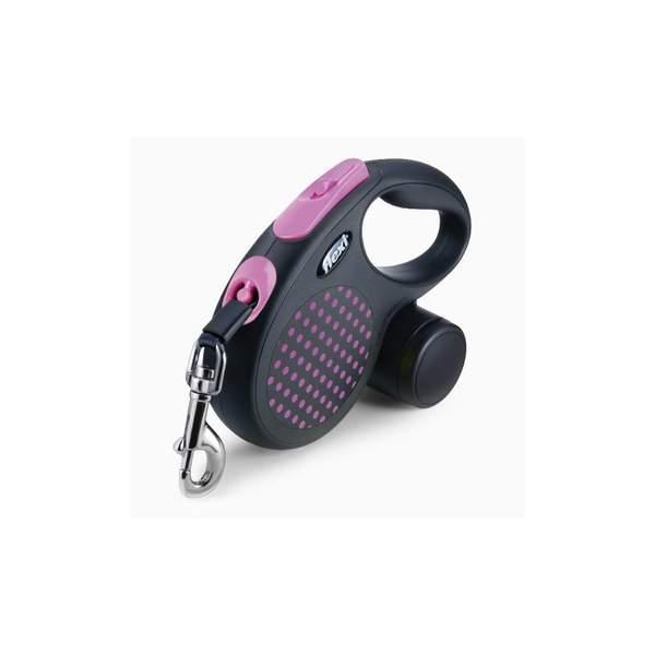 FLEXI LAISSE DESIGN M SANGLE ROSE 5M (32909)