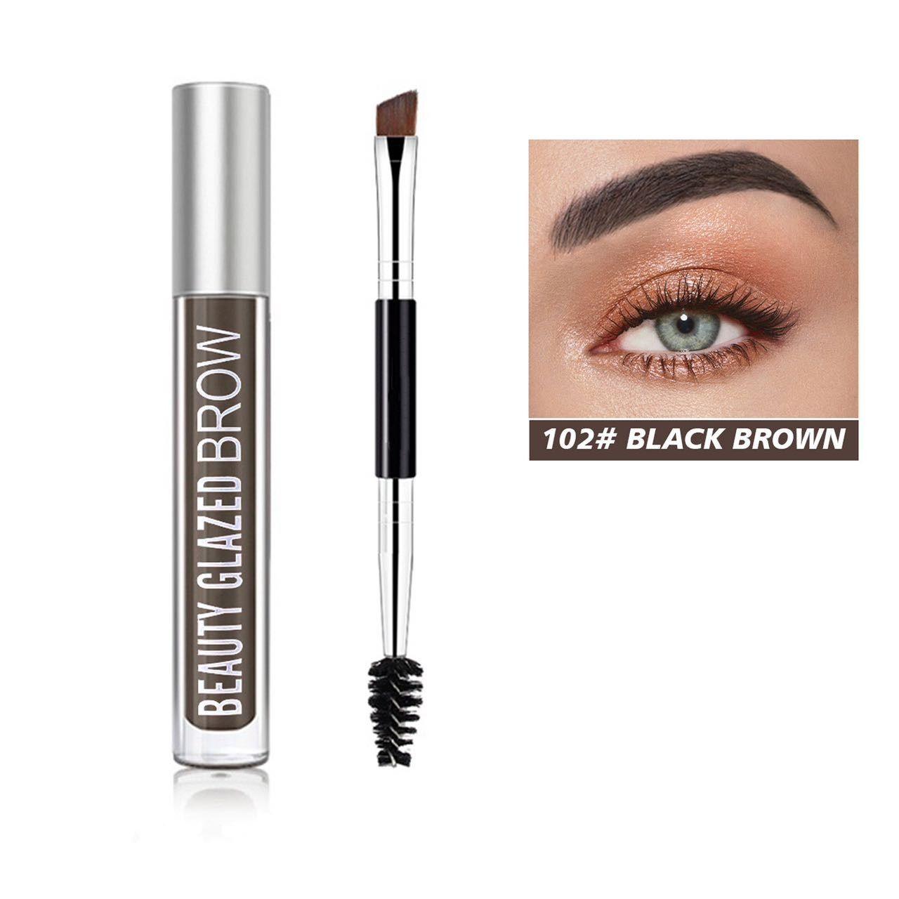 BEAUTY GLAZED Eyebrow Gel Liquid Waterproof #102 BLACK BROWN