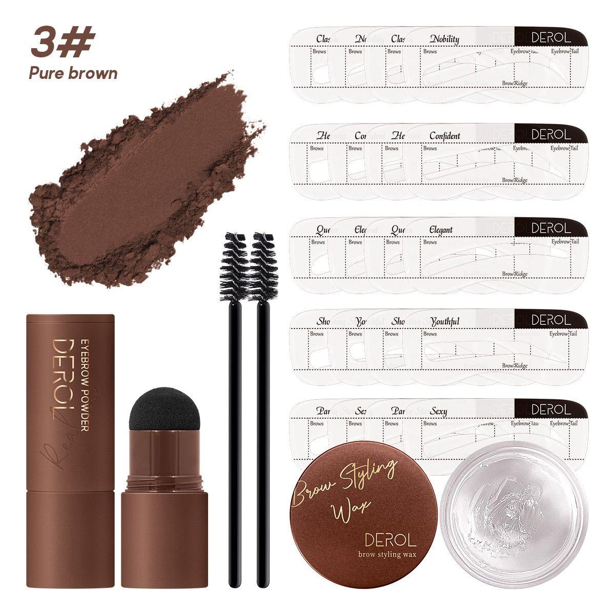DEROL Eyebrow Powder & Eyebrow Styling Kit #03 Pure Brown