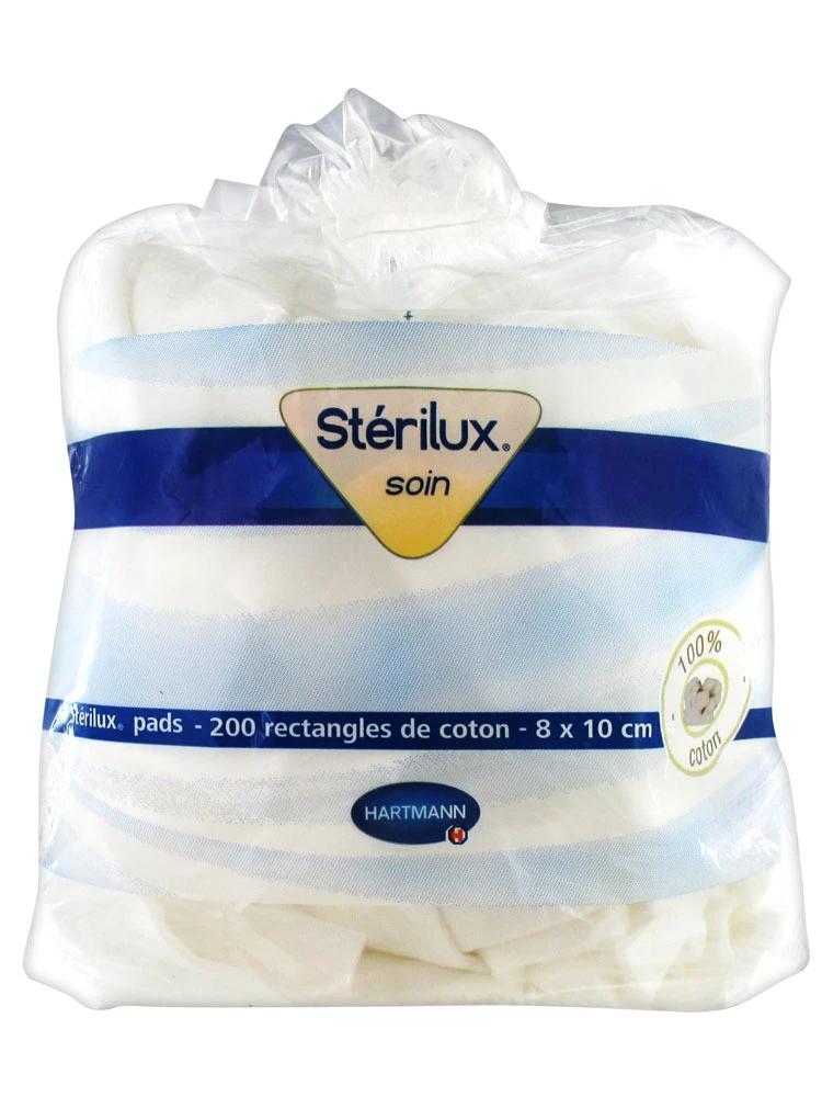 Hartmann Sterilux Soin Pads Rectangles Cotton 8*10cm Boite De 200