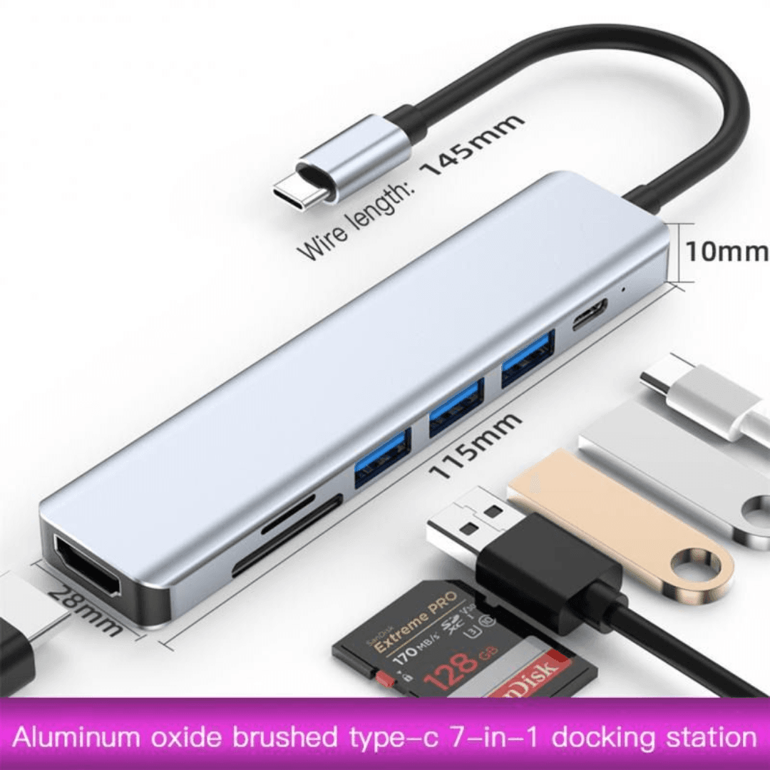 7 IN 1 USB C HUB TO HDTV+SD/TF+USB3.0+PD