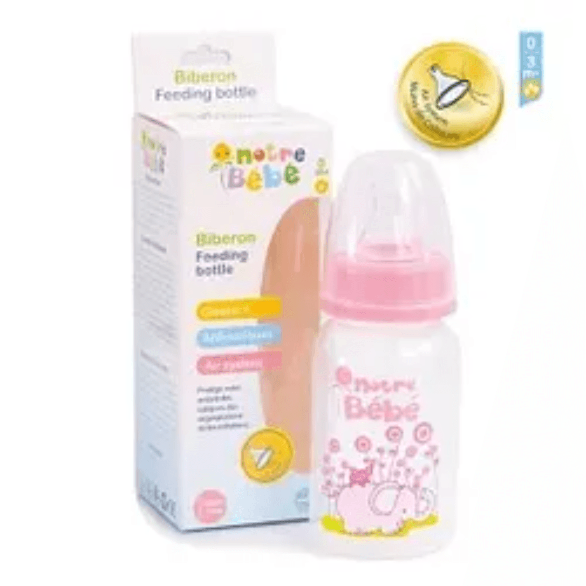 NOTRE BEBE BIBERON SANS POIGNEES 120ML REFERENCE NB180