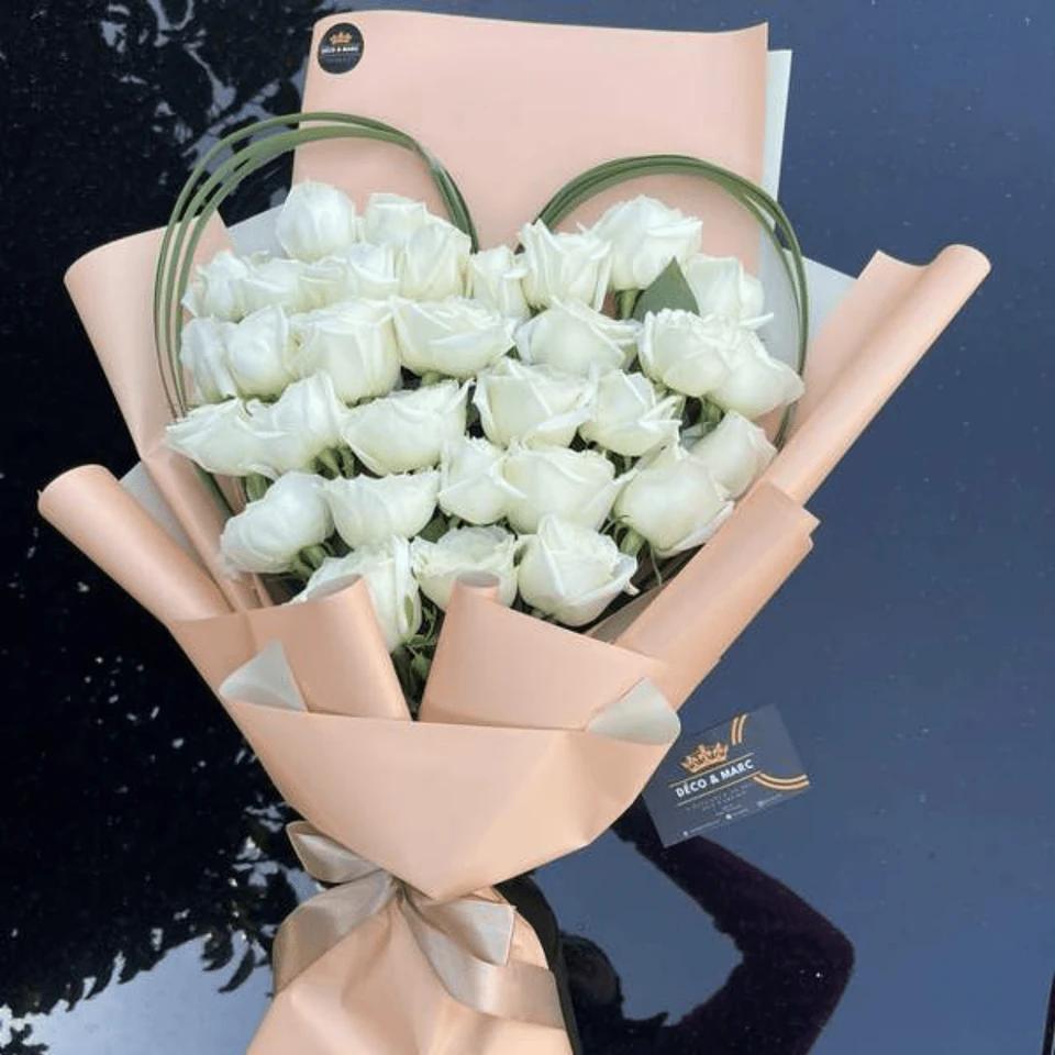 Bouquet cœur blanc