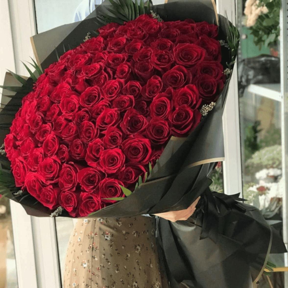 Bouquet de 100 roses rouges