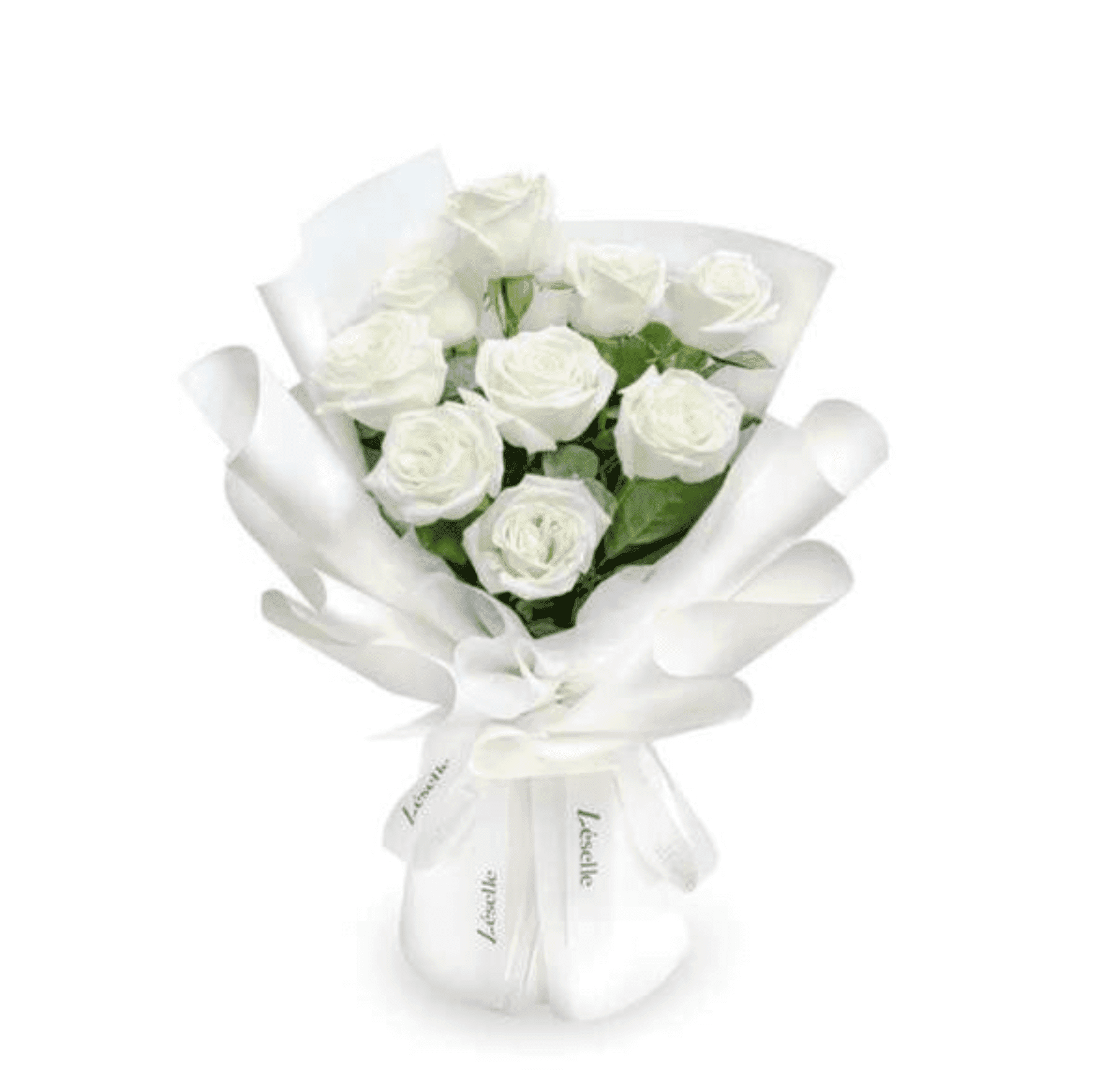 Bouquet De Fleurs Blanches Emballé En Blanc