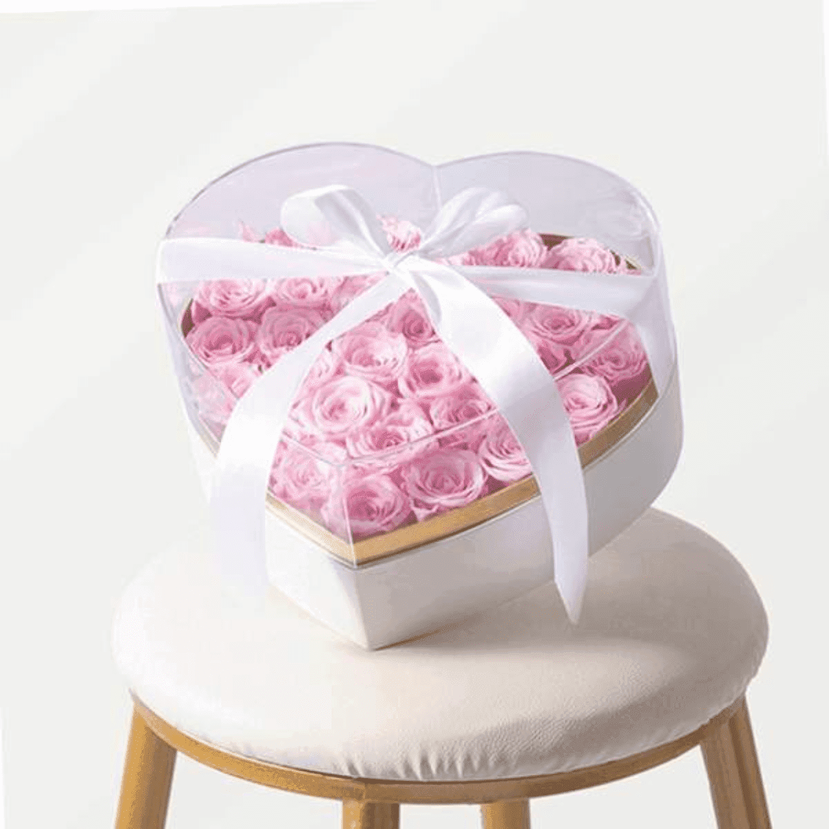 Cœur de fleurs blanc Acrylique