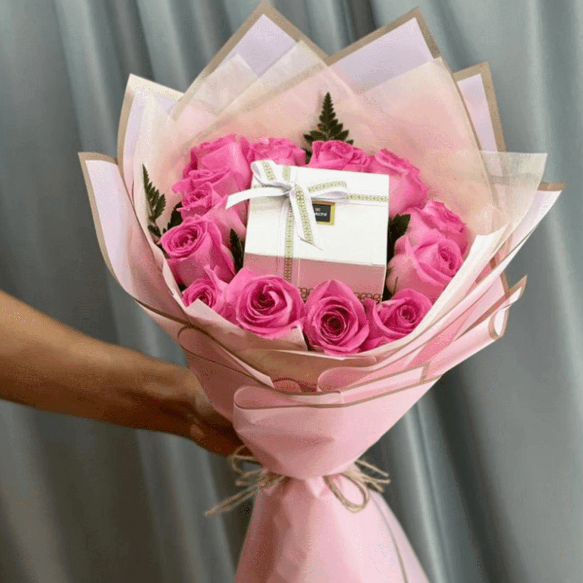 Bouquet rose avec Patchi
