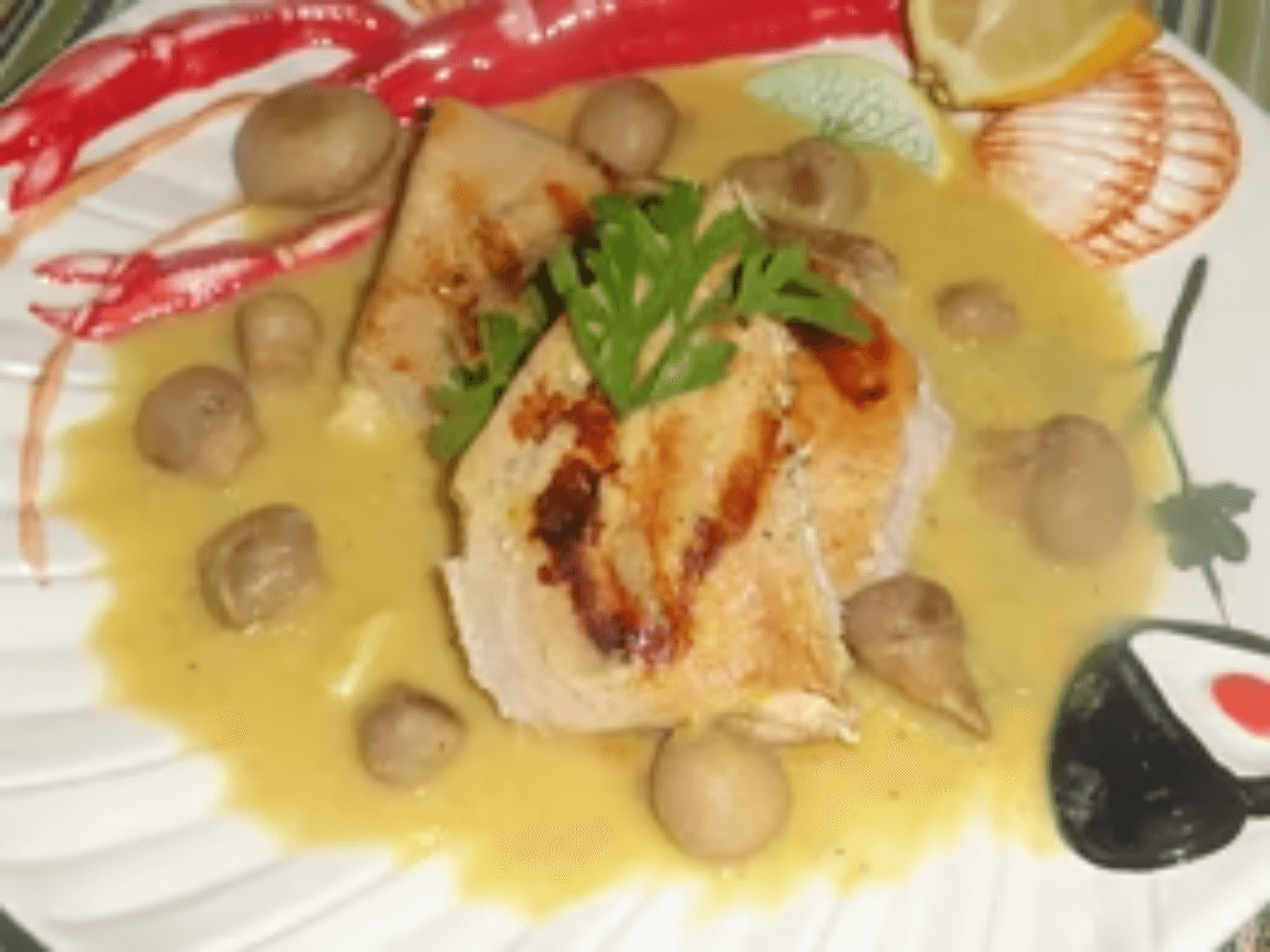 Espadon crème champignons