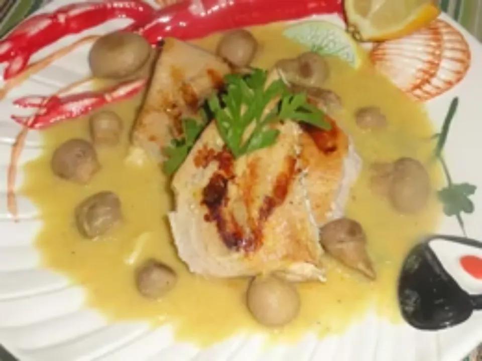 Espadon crème champignons