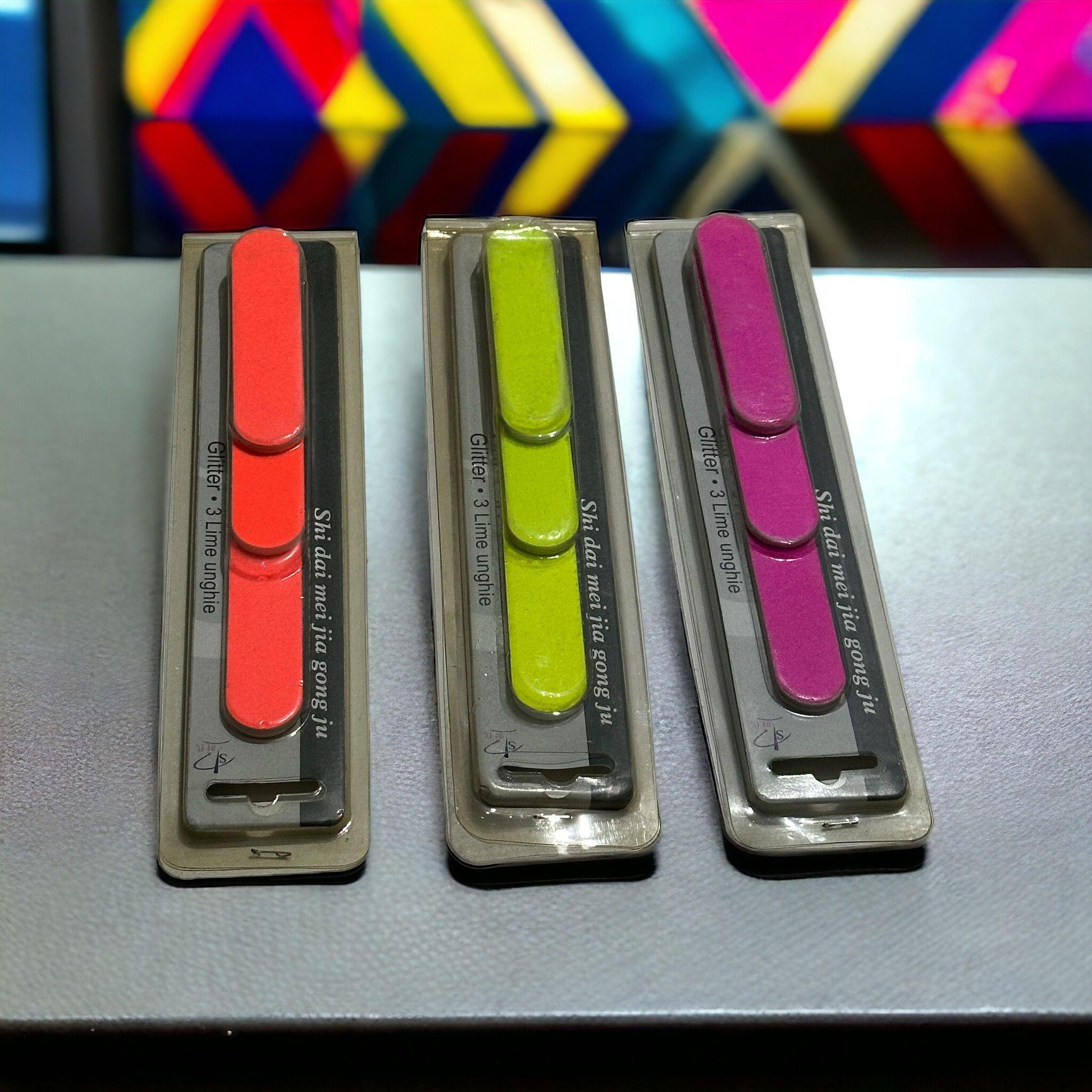 Lime à ongle couleur fâchée à pièce (3 mini lime)