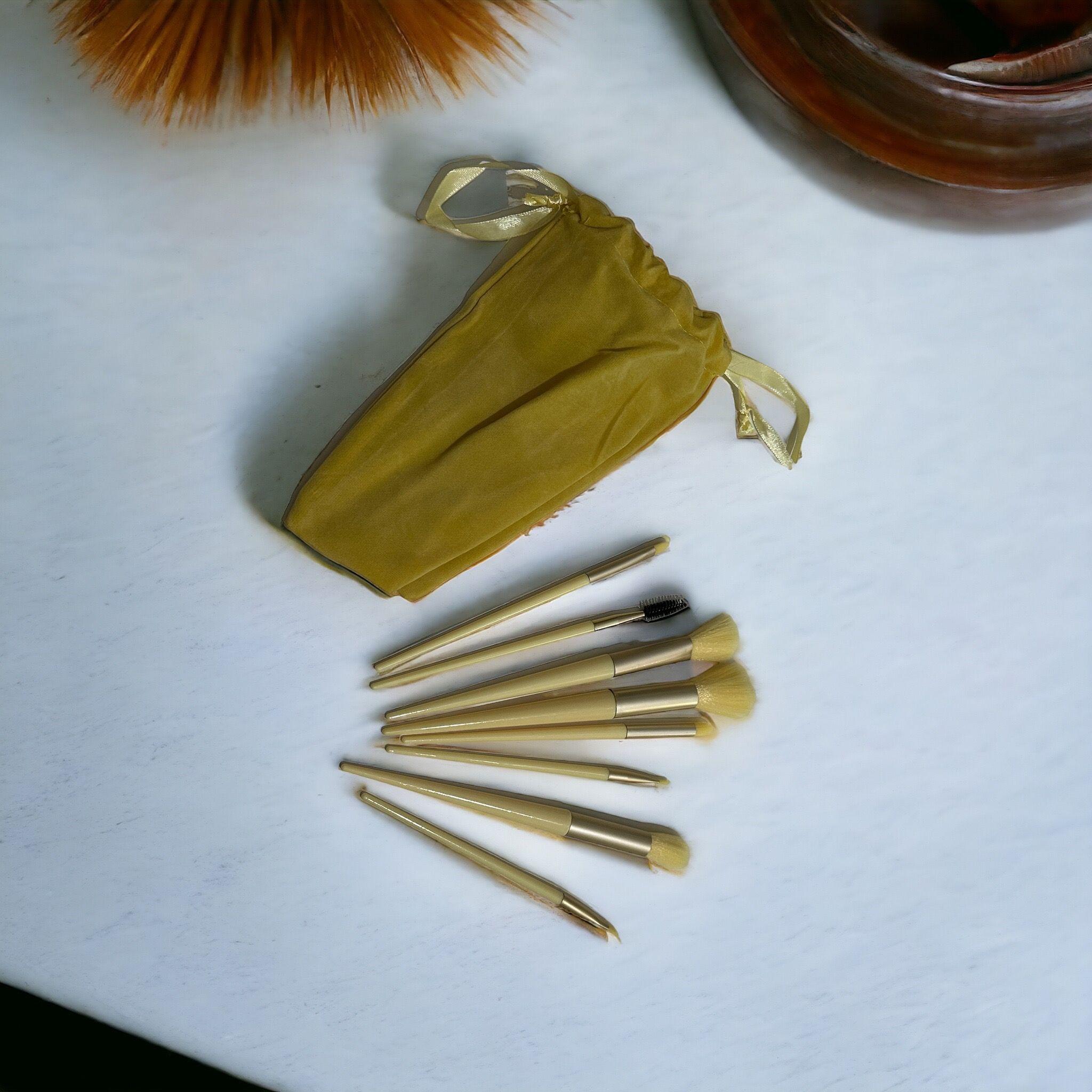 Set de 8 pièces pinceaux maquillage jaune
