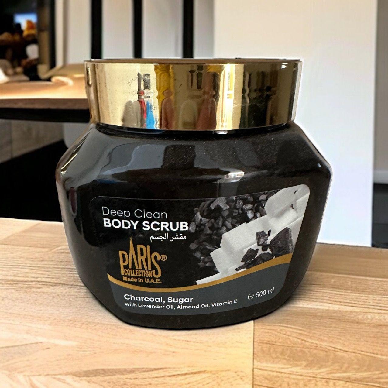 scrub Charcoal, Sugar e 500 ml with Lavender Oil, Almond Oil, Vitamin E