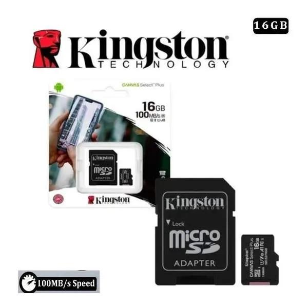 Kingston Carte mémoire-16GB-Micro-SD-SDCS2-Class10-vitesse100MB/s+adaptat16