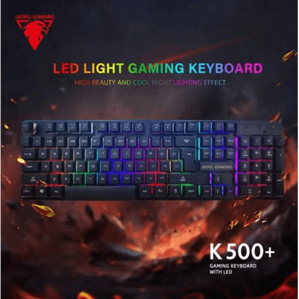 Jedel Clavier Gaming K500+ keyboard Blaklighit USB