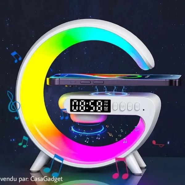 chargeur sans fil, réveil, haut-parleur Bluetooth, lampe LED RGB, veilleuse