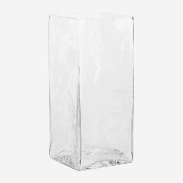 Vase rectangulaire en verre - 35 cm - Transparent