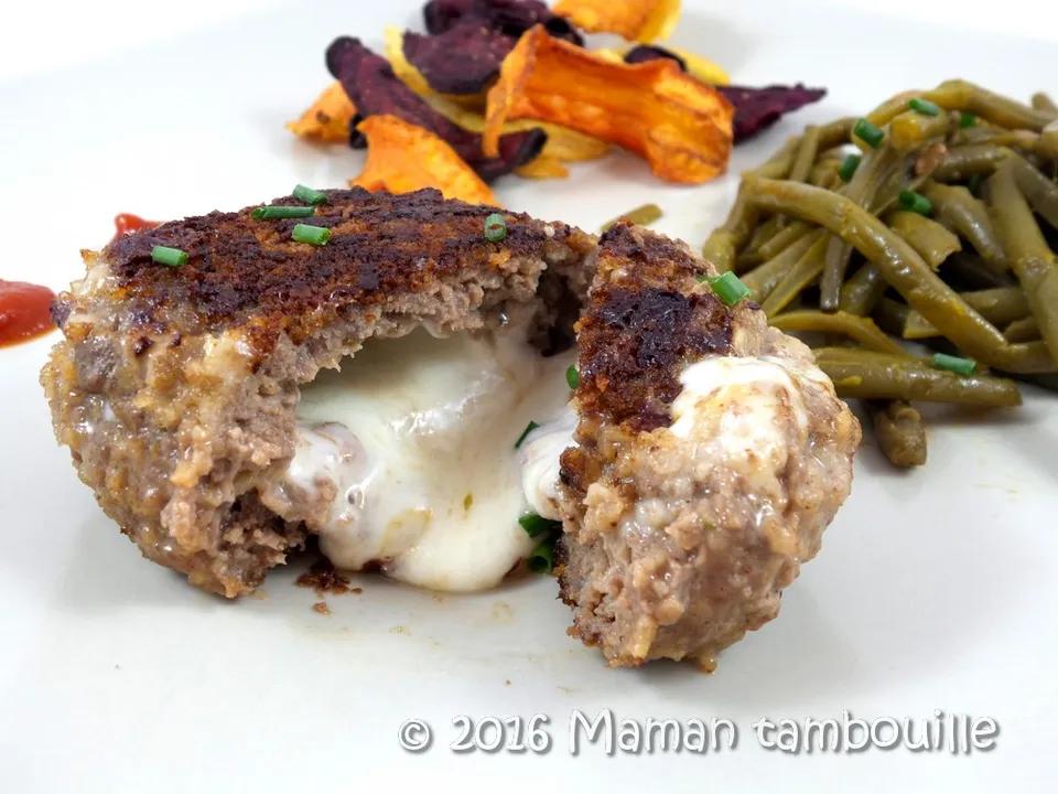 Plat Steak Hachée Bresilien Farci à la Mozzarella