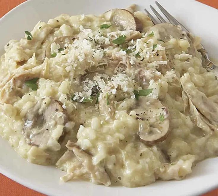 Plat Risotto au champignon frais au poulet