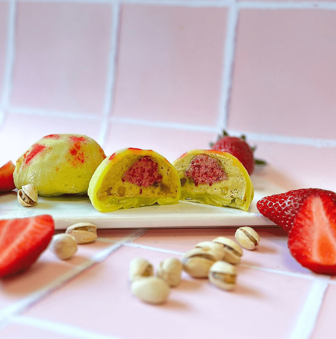 Mochi Pistache Croquant Fraise