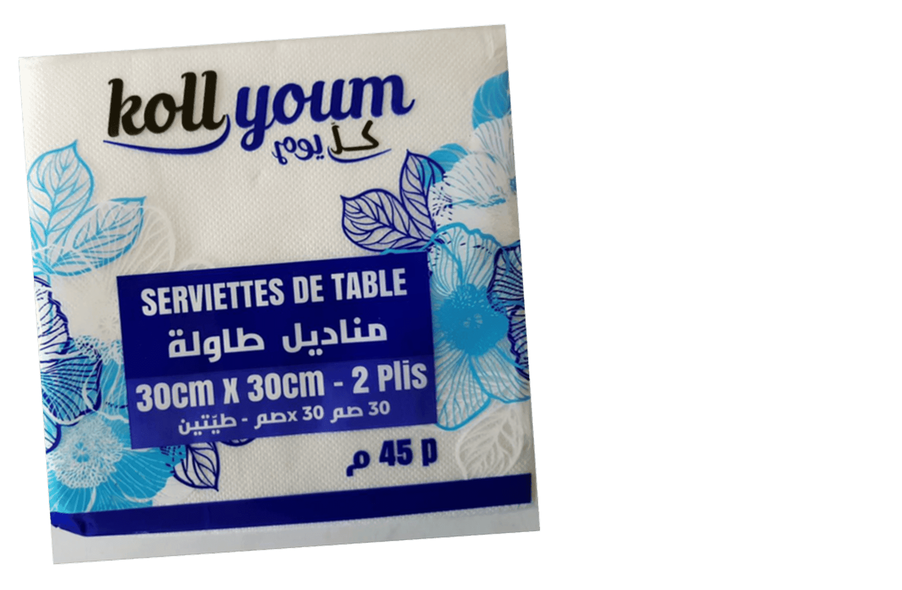 Koll Youm Serviettes de Table 1 Pli 30x30 cm 90 Pièces