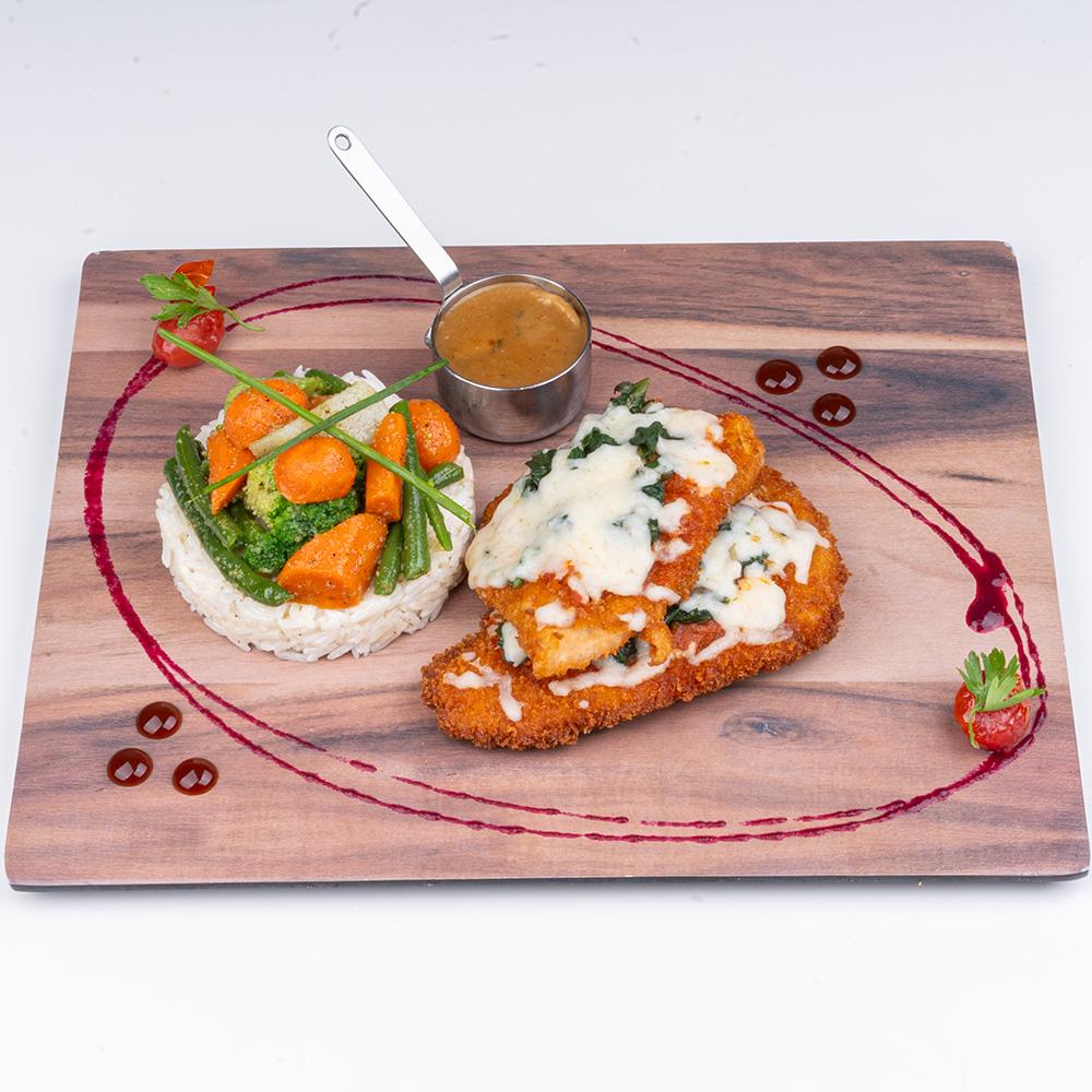 Poulet Gratiné Aux Epinards & Champignons