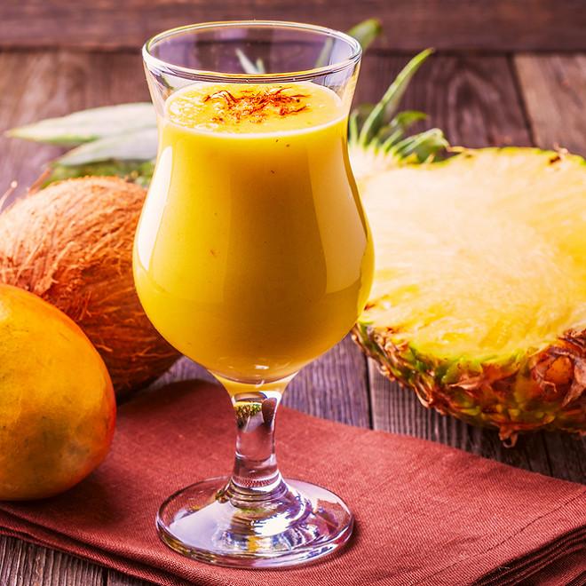 ananas, orange, mangue
