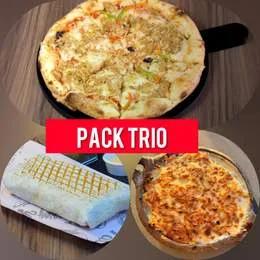 1 Pizza poulet moyenne + 1 Tacos viande hachée + 1 Pasticcio jambon