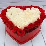 Boîte de fleur rouge et blanc