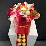 Red chocobox  and candle.